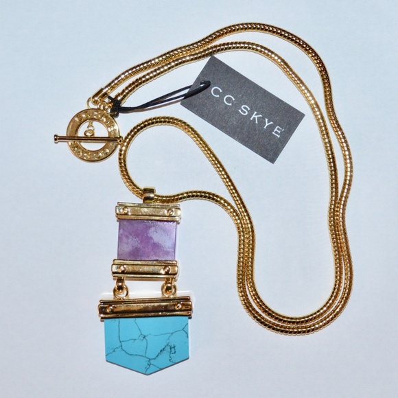 NWT CC SKYE SANTA FE SUNSET GOLDPLATED AMETHYST TURQUOISE LONG NECKLACE - Picture 6 of 6